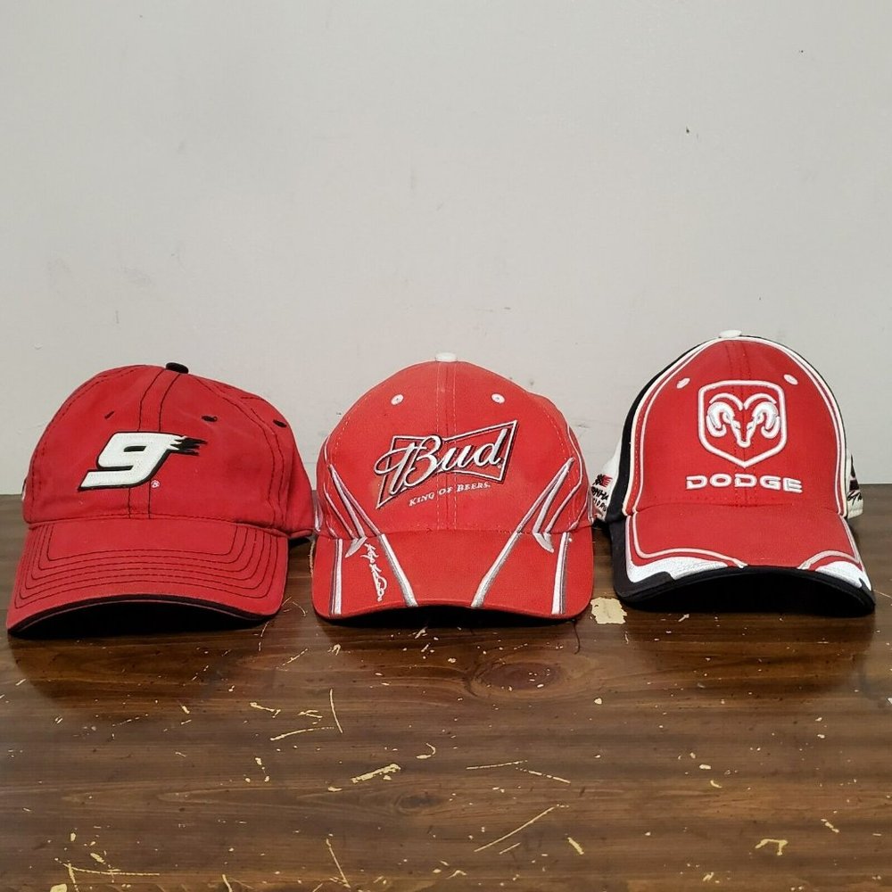 Lot Of 3 Kasey‎ Kahne #9 NASCAR Racing Hat Caps Bud Weiser Chase Authentics